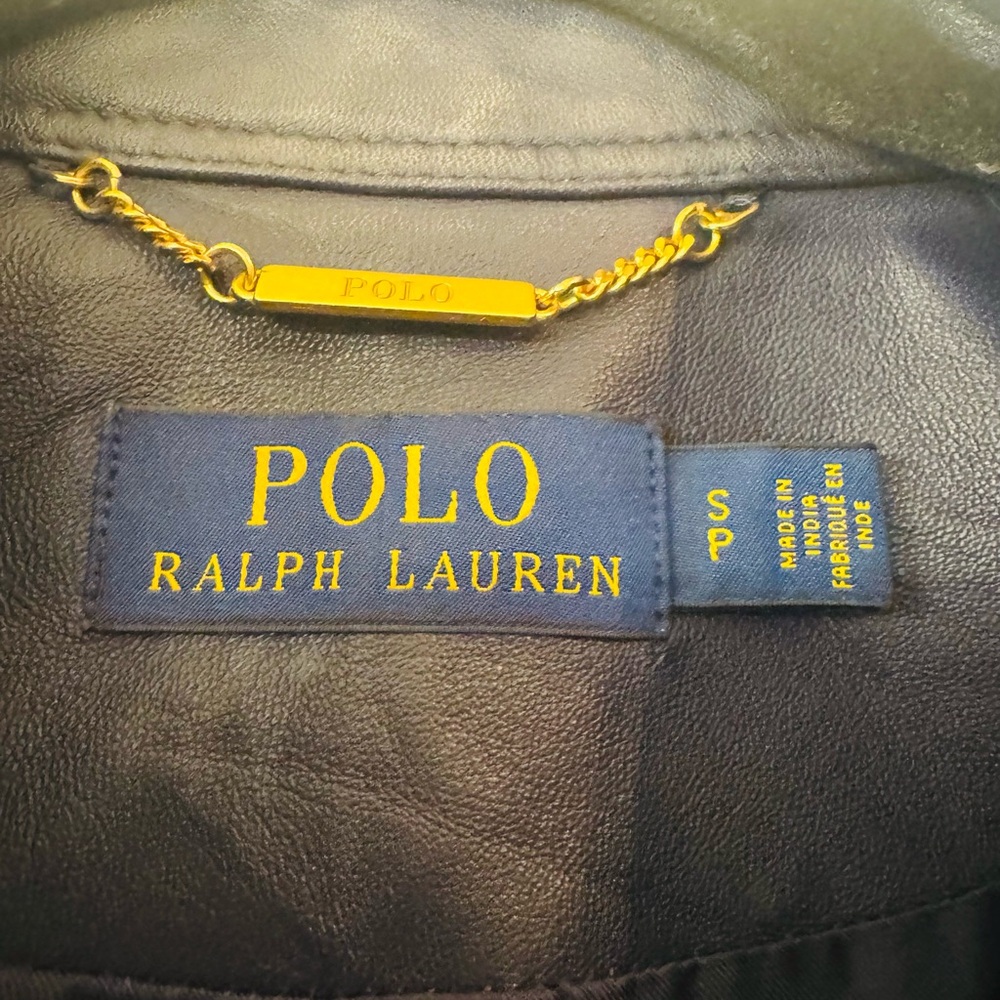 Polo Ralph Lauren Navy Blue Moto leather jacket. - Picture 2 of 4